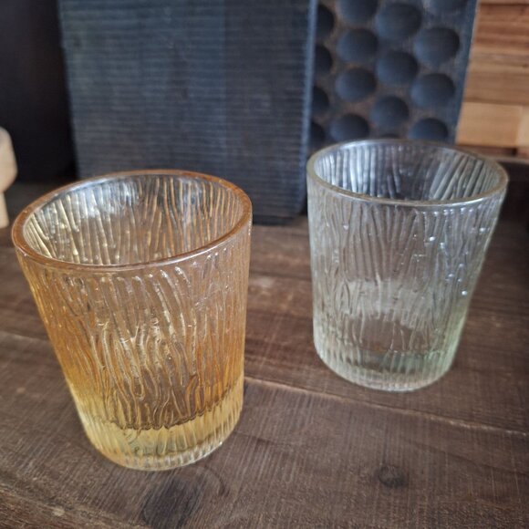 Textured Glass Tumblers Tree Bark Design Brown Tint Rustic Vintage Replacements - Picture 7 of 8